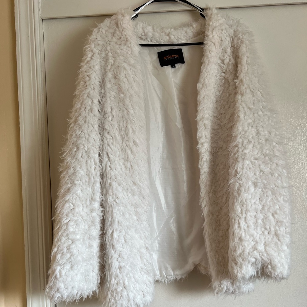 White faux fur jacket